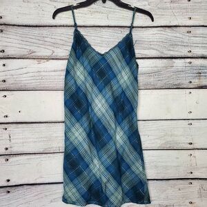 Victoria’s Secret Blue Plaid Slip Nightie Dress XS Adjustable Straps